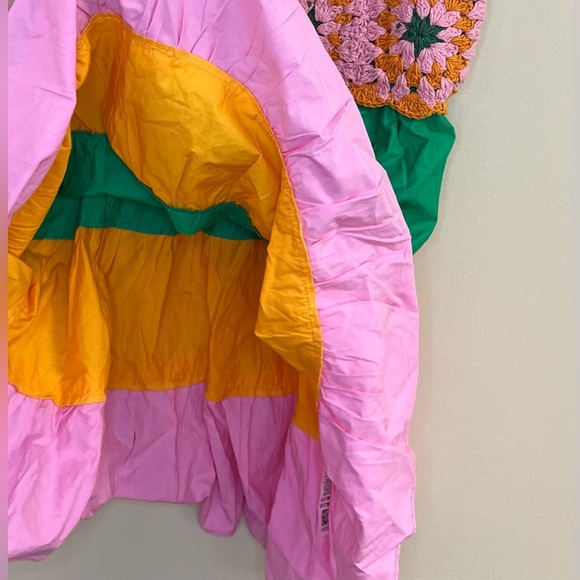 ASOS DESIGN crochet tiered mini sundress in color block - Picture 3 of 11